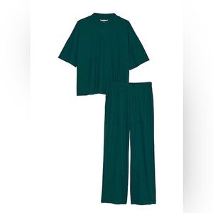 Victoria's Secret Teal Waffle Knit Pajama 2 pcs Set